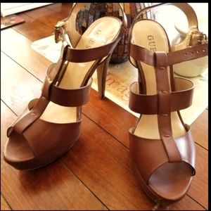 Guess brown leather heels